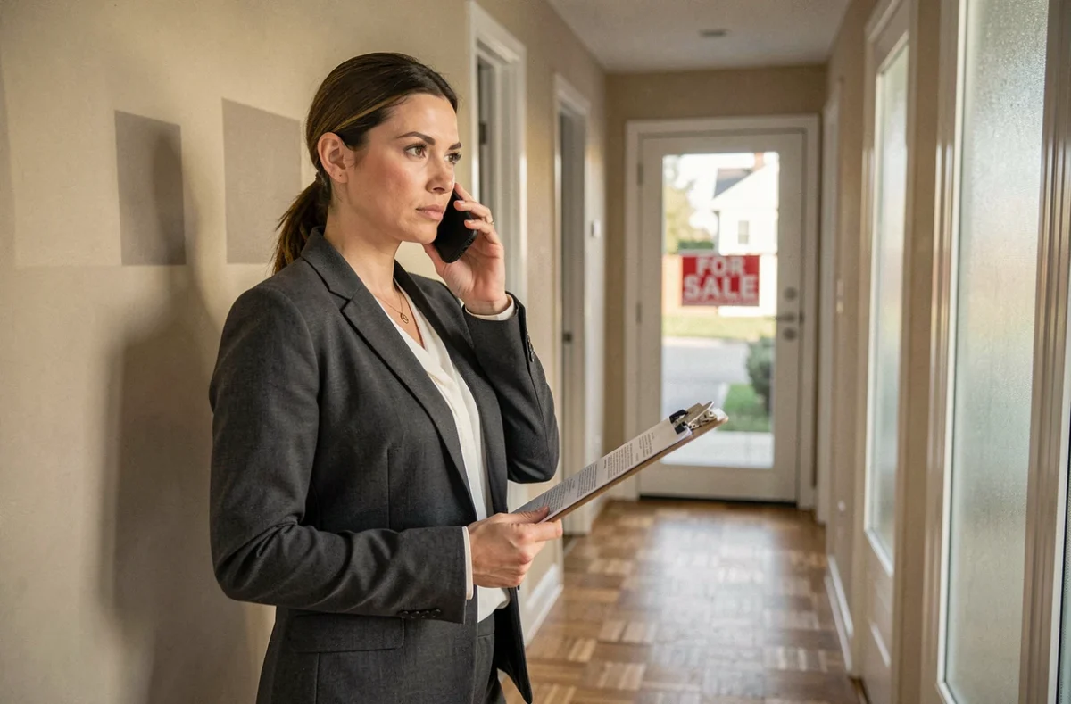Agente immobilière dans une maison vide en vente lors d'une procédure de divorce urgent en Seine-et-Marne 77