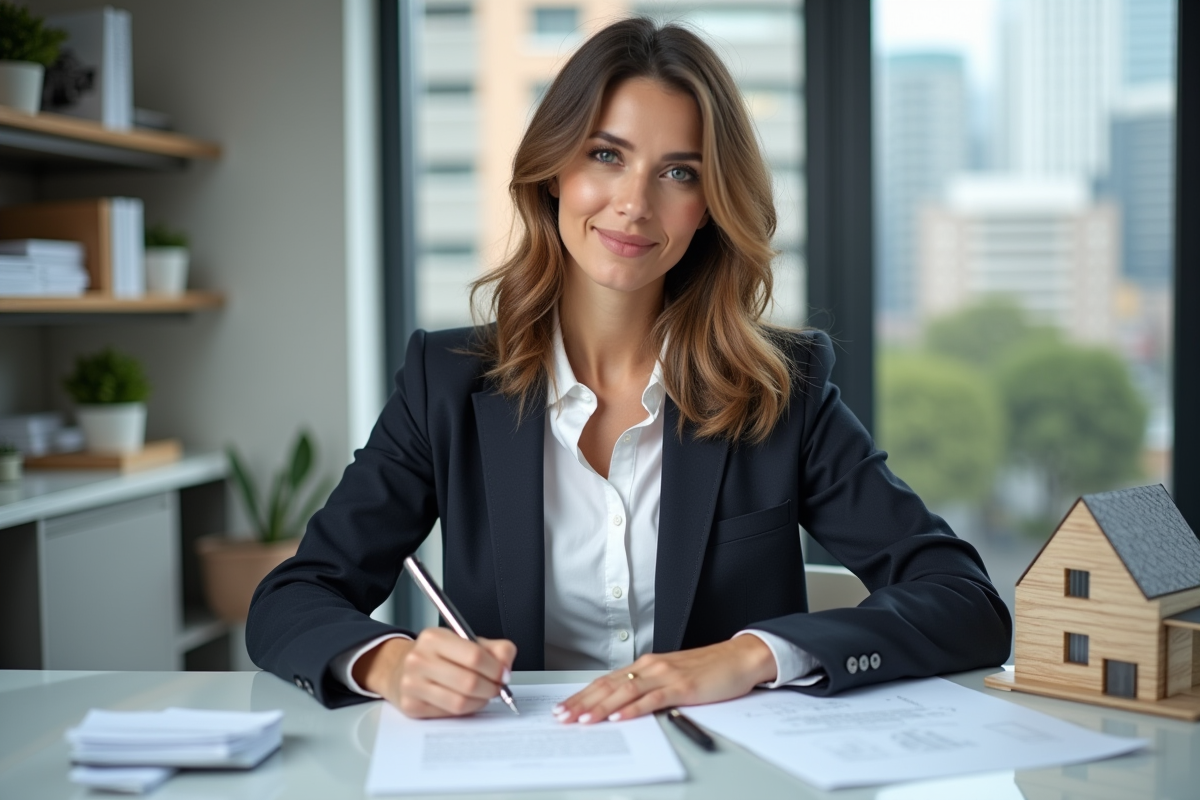 Architecte signant un document dans un bureau moderne