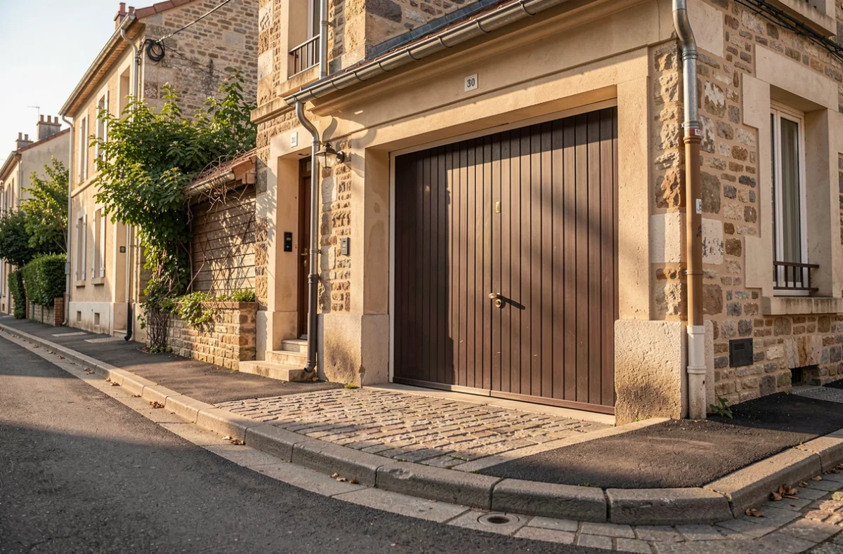 Bordure abaissée devant l'entrée d'un garage de maison