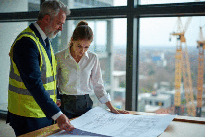 Chef de projet chantier avec architecte en discussion