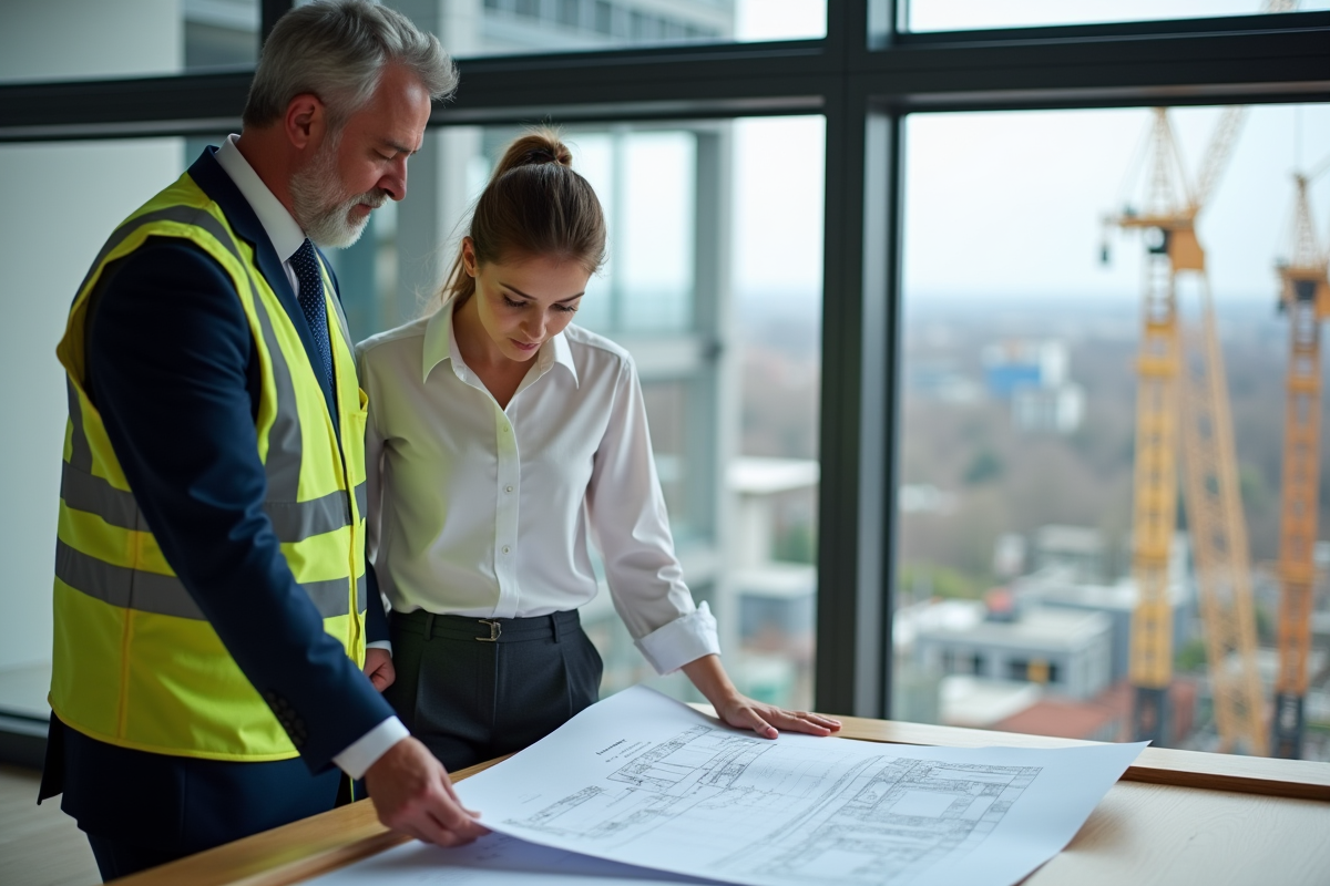 Chef de projet chantier avec architecte en discussion