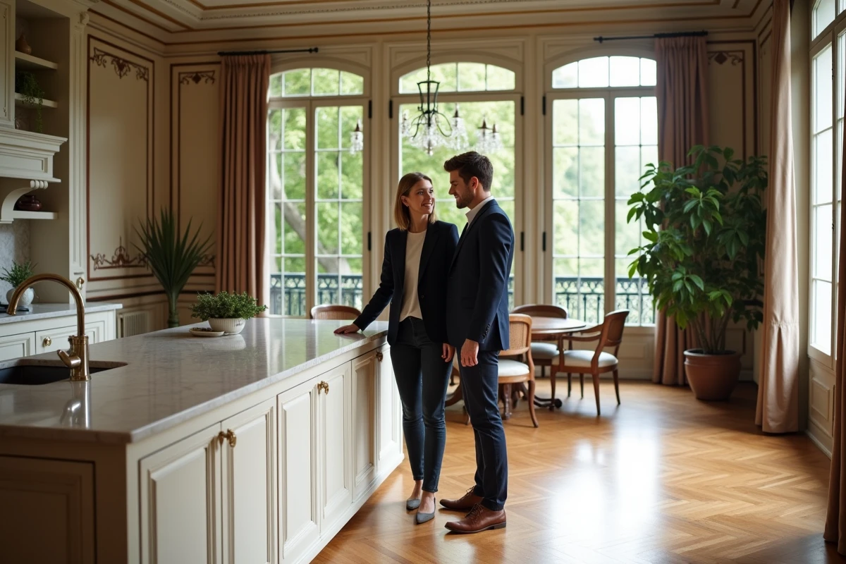 Jeune couple dans un appartement parisien haut de gamme