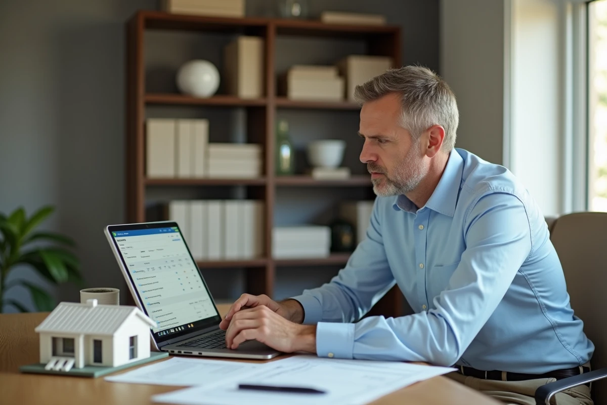 Investisseur immobilier analysant des documents de rentabilité locative pour un mobil home sous statut LMNP