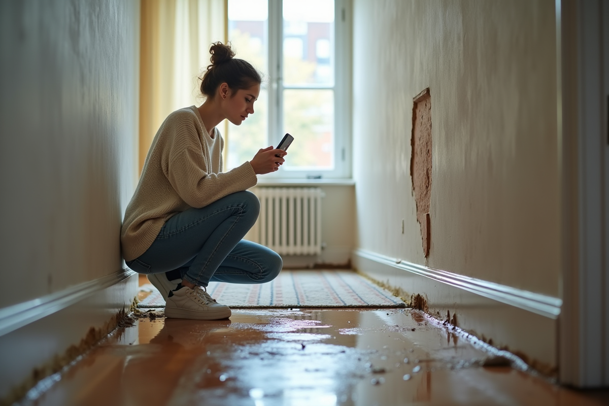 Jeune femme photographie les dégâts d