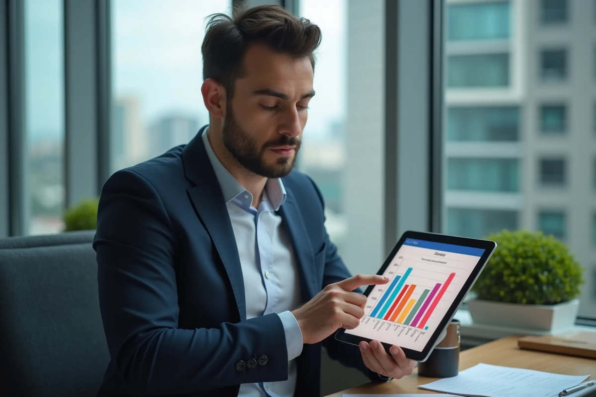 Jeune professionnel consulte un tableau d