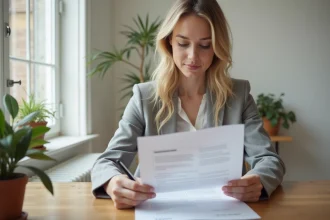 Locataire belge en train de lire un contrat de bail avec garantie locative à signer