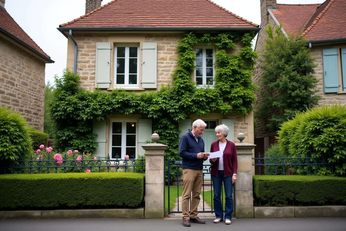 Maison individuelle avec jardin et couple visitant une propriété dans un quartier résidentiel de Nogent-sur-Marne